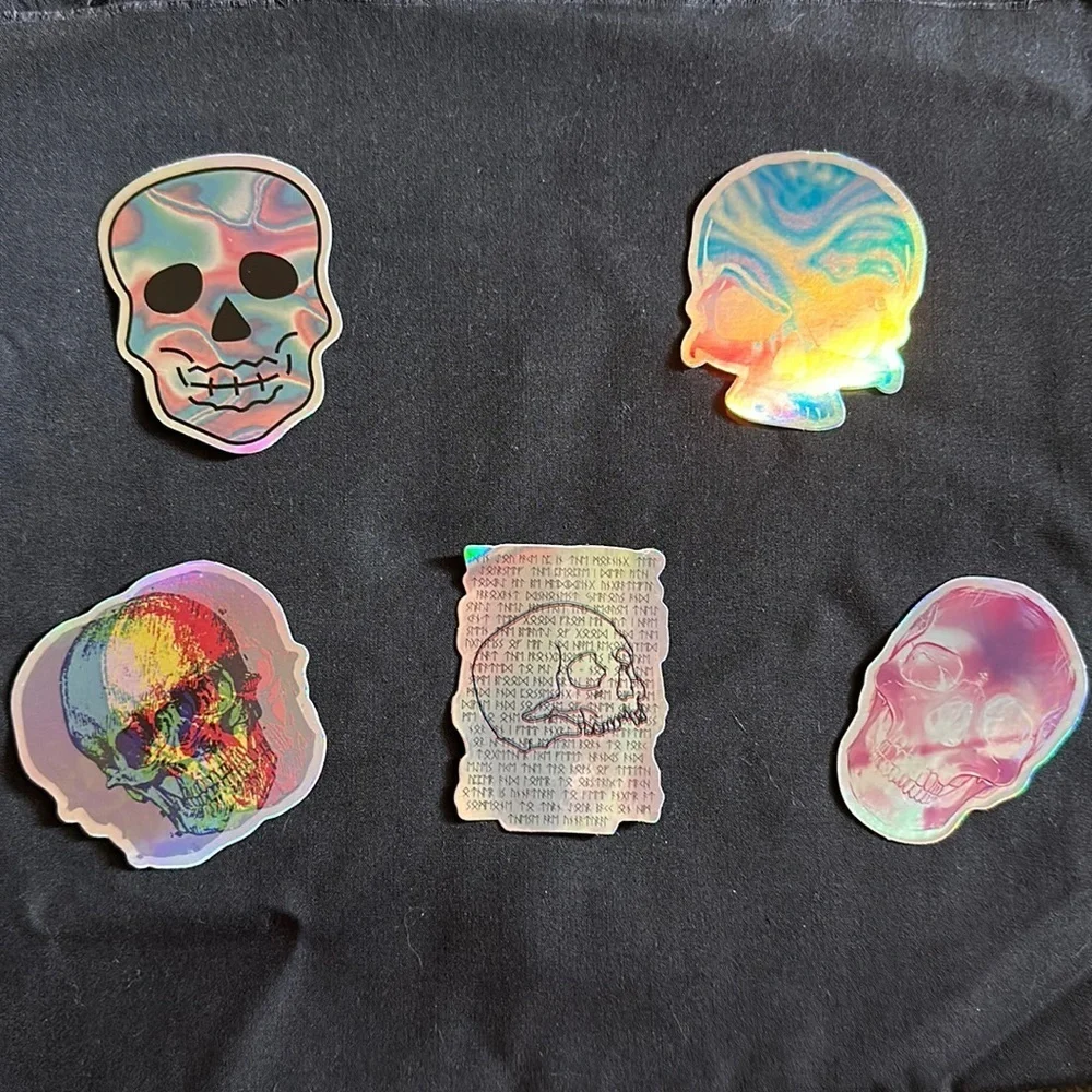 Holographic skull stickers/decals.